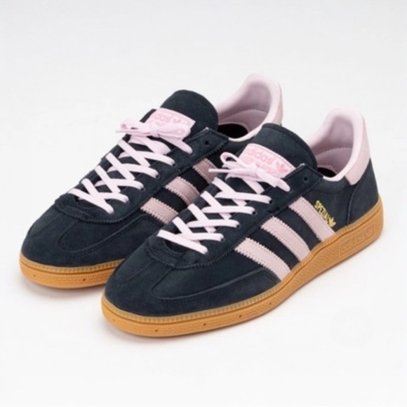 Adidas Originals HANDBALL SPEZIAL women's suede black with pink stripe Sneakers - Picture 4 of 14